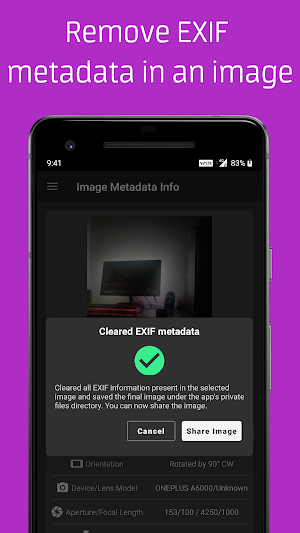 Image Metadata Info - View and remove EXIF Info Screenshot 1