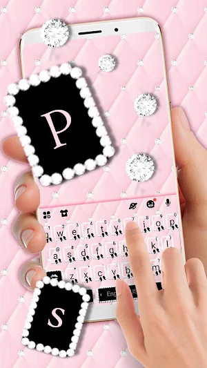 Pink Girly Diamonds Keyboard Theme Screenshot 1