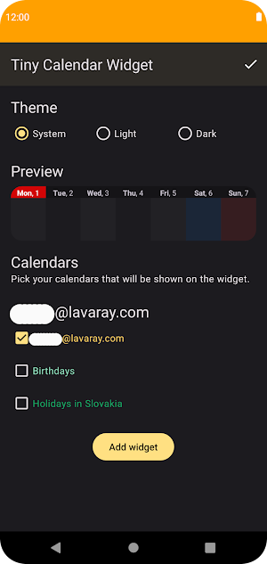 Tiny Calendar Widget Screenshot 3