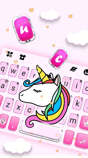 Pink Rainbow Unicorn Keyboard Background Screenshot 1
