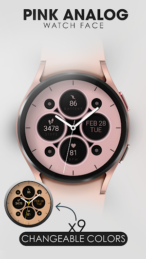Pink pastel analog watch face Screenshot 2