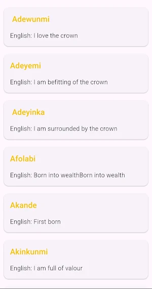 Yoruba Name part7 Screenshot 1