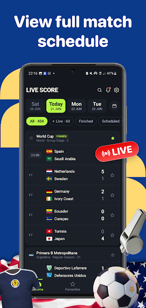 Live Score: Soccer World Cup Screenshot 2
