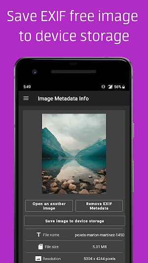 Image Metadata Info - View and remove EXIF Info Screenshot 2