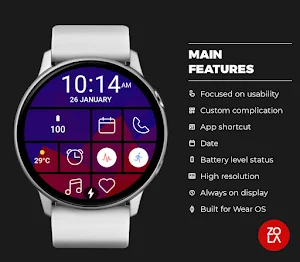 Blue Red Tile Watch Face Screenshot 1