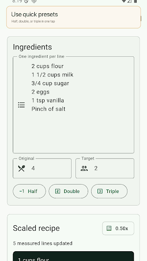 Recipe Scale Quick Screenshot 2