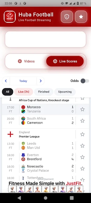 Huba Football & Sports Score Screenshot 2