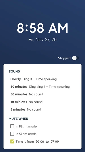 Mindfulness Chime: Hourly chime & Speaking clock Screenshot 0