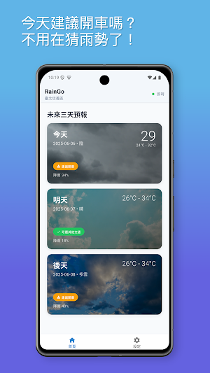 RainGo 開不開？——看天氣，決定今天開不開車！ Screenshot 1