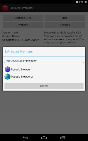 URL Intent Prompter Lite Screenshot 0
