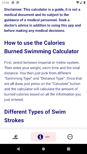 Calories Burned Swimming Screenshot 2