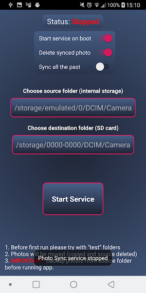 Photo Sync (Service) Screenshot 1