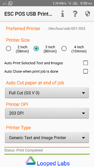 ESC POS USB Thermal Receipt Print service screenshot 1