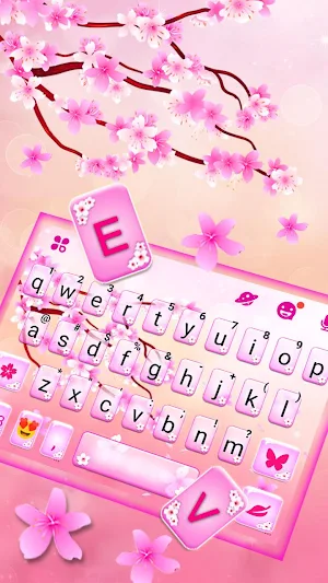 Romantic Cherry Blossom Keyboard Theme Screenshot 1