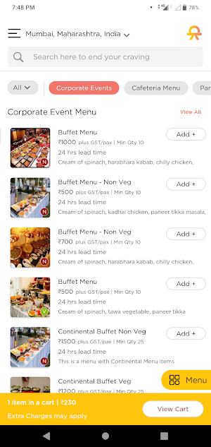 CloudKitch Virtual Food Court. Screenshot 3