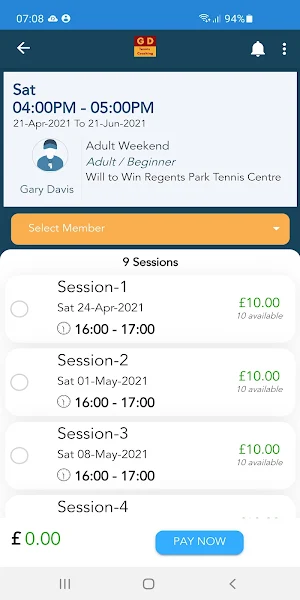 Gary Davis Tennis Coaching Screenshot 3