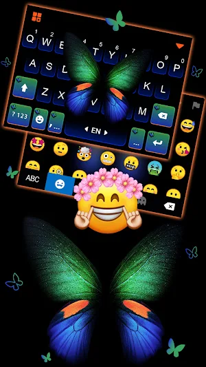 Neon Glow Butterfly Keyboard Background Screenshot 3
