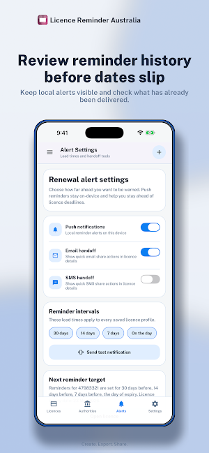 Licence Renewal Reminder AU Screenshot 3
