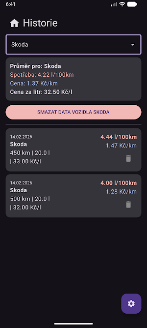 Kalkulátor spotřeby PHM v2 Screenshot 2
