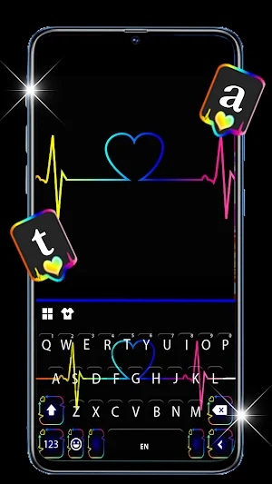 Neon Heartbeat Keyboard Background Screenshot 0