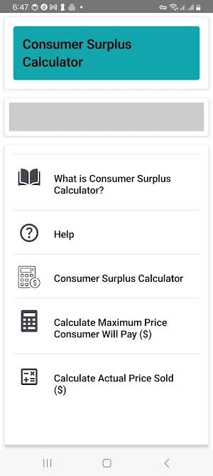 Consumer Surplus Calculator Screenshot 0