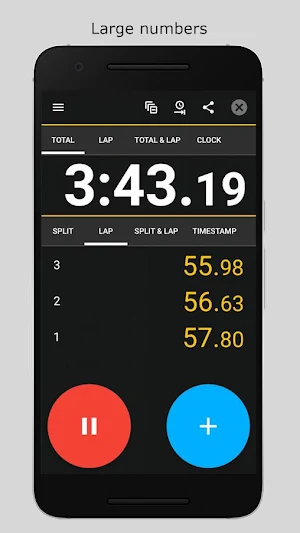 Stopwatch 2 - Advanced  lap timer with no ads Screenshot 0