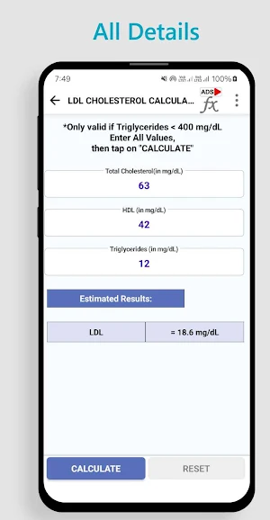 LDL HDL Cholesterol Calculator Screenshot 2