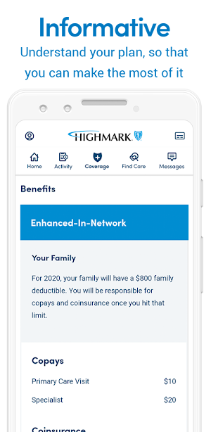 Highmark Plan Screenshot 1
