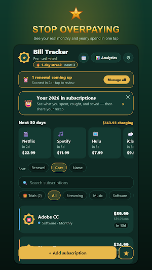 Subscription Tracker: No Bank Screenshot 1