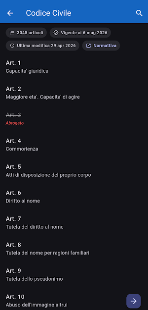 Codici giuridici italiani 2026 Screenshot 1