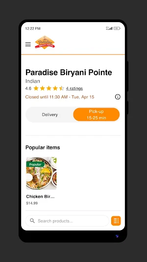 Paradise Biryani Pointe-Lowell Screenshot 1