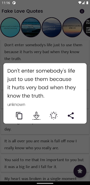 Fake Love Quotes and Sayings Screenshot 0