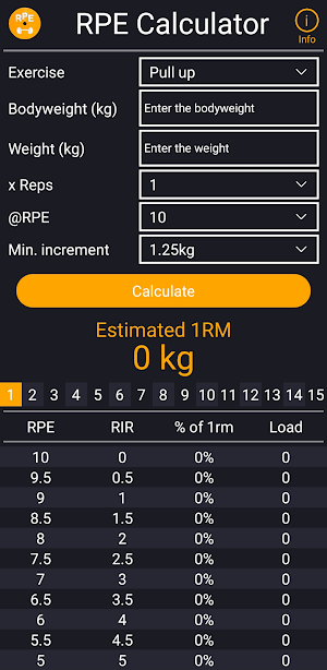 Streetlifting RPE Calculator Screenshot 0