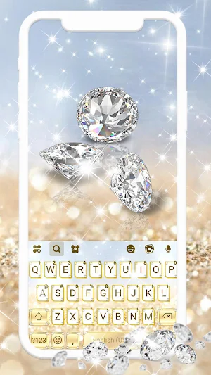Gold Lux Diamonds Keyboard Theme Screenshot 0