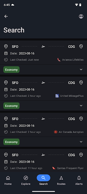 Seats.aero Screenshot 2