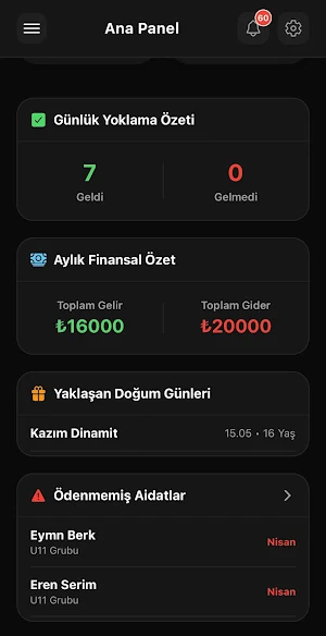 SporTek Spor Okulu Yönetim Screenshot 2
