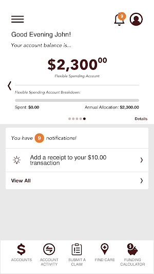 BMA Health Spending Account Screenshot 2