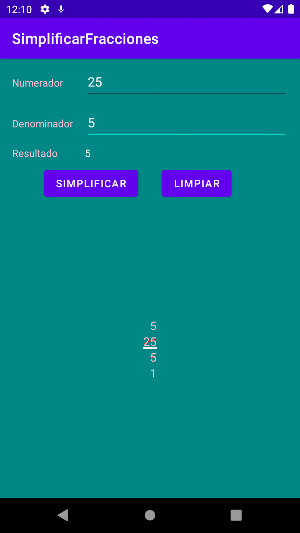 Simplificar fracciones Screenshot 1