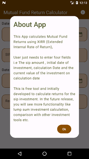 Mutual Fund Return Calculator Screenshot 3