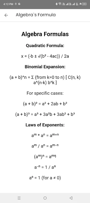Basic Math Formula Screenshot 3