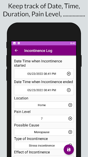 Incontinence Track n Test Screenshot 1