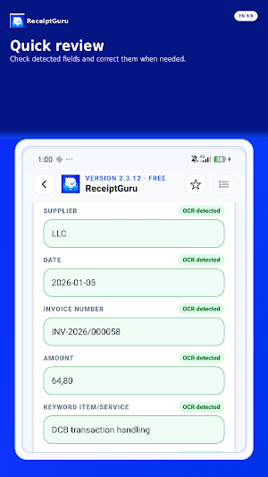 ReceiptGuru Invoice Scanner Screenshot 2
