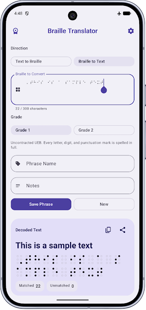 Braille Translator: UEB Screenshot 1