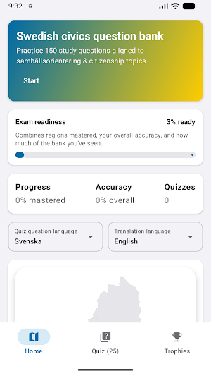 Swedish Citizenship Test Screenshot 0