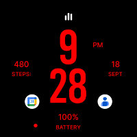 Flat Red Watch Face