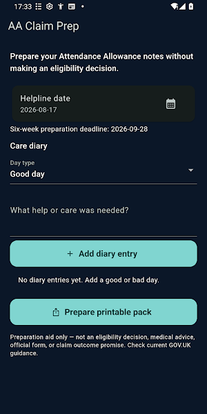 AA Claim Prep Screenshot 1