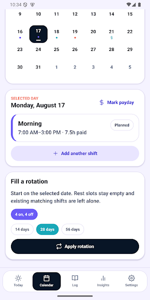 RosterRipple: Shift Calendar Screenshot 1