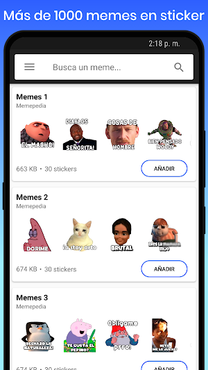 Memepedia sin internet - Stickers de memes para WA Screenshot 0
