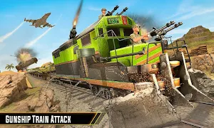 US Army Train Gunship Attack : Train Driving Games Screenshot 1