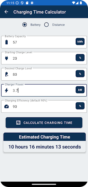 Electric Vehicle Calculator Screenshot 1